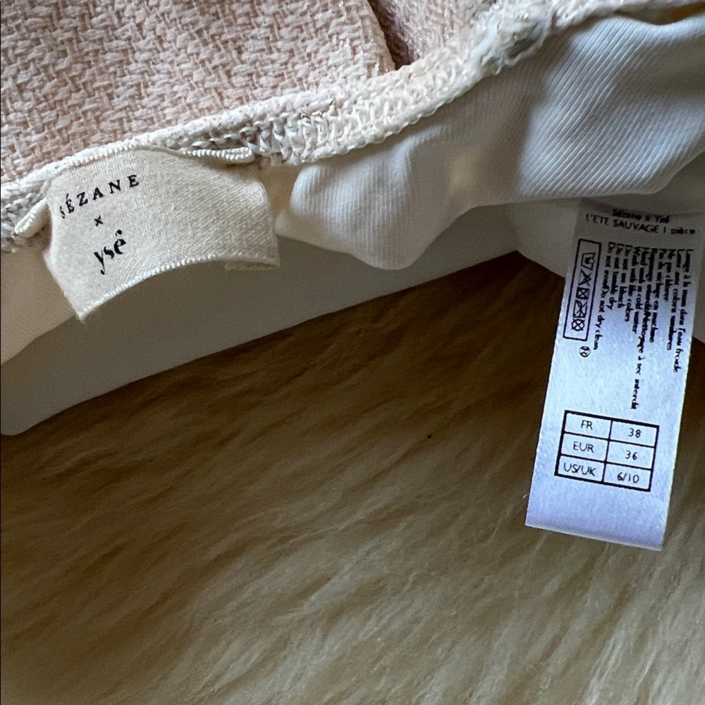 Sezane One Piece Lete Sauvage Ecru Cream Gold Swimsuit Size 38/6 - Picture 4 of 5